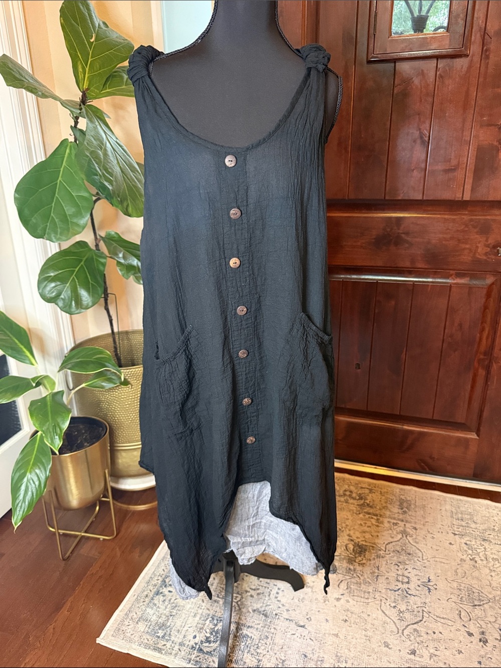 Harem Pants Boho, Crinkled Hill Tribe Cotton Tank Dress One size fits most